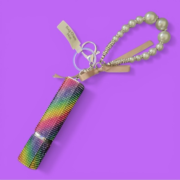 Accessories - NWT Rainbow Rhinestones & Faux Pearls Perfume Mister & Beads Bag Charm